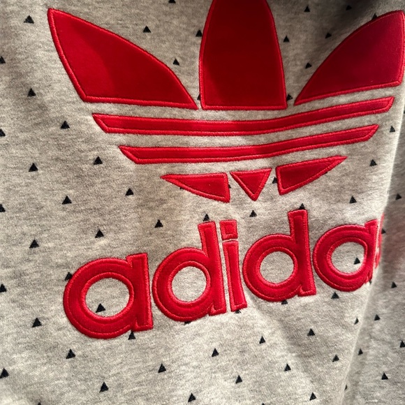 Large - Adidas x Pharrell Zip Hoodie with pockets, gray red velour - Picture 4 of 7